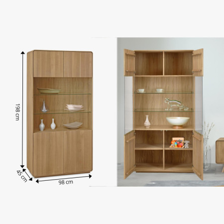 Fa elemekből álló nappali fal - tölgyfa tömör, fehér tölgy színben