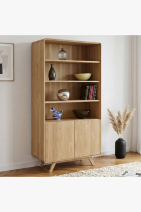 Fa tölgy polc ajtókkal, fehér tölgy