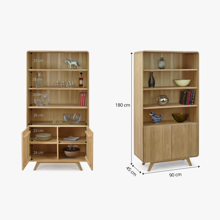 Fa tölgy polc ajtókkal, fehér tölgy