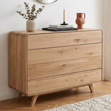 Fa komód fehér tölgy 4 fiókkal