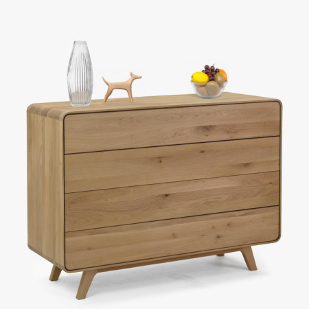 Fa komód fehér tölgy 4 fiókkal