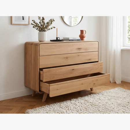 Fa komód fehér tölgy 4 fiókkal