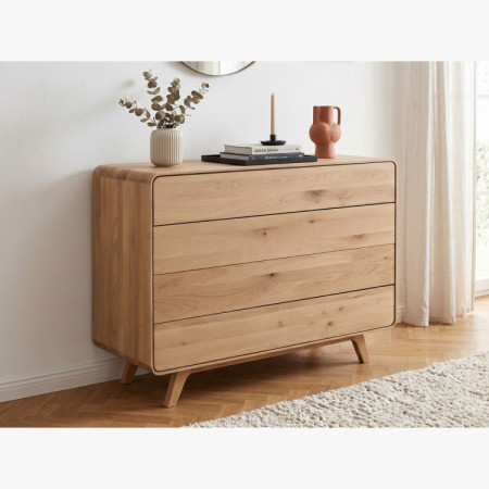 Fa komód fehér tölgy 4 fiókkal
