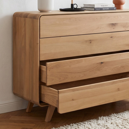 Fa komód fehér tölgy 4 fiókkal