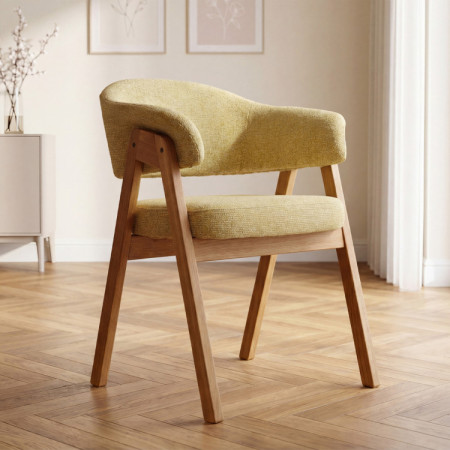 Tölgyfa szék karfával, sárga