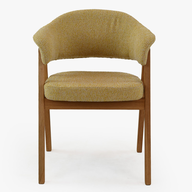 Tölgyfa szék karfával, sárga