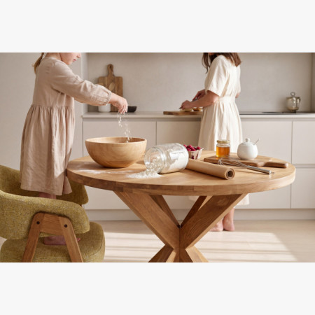 Tölgyfa szék karfával, sárga