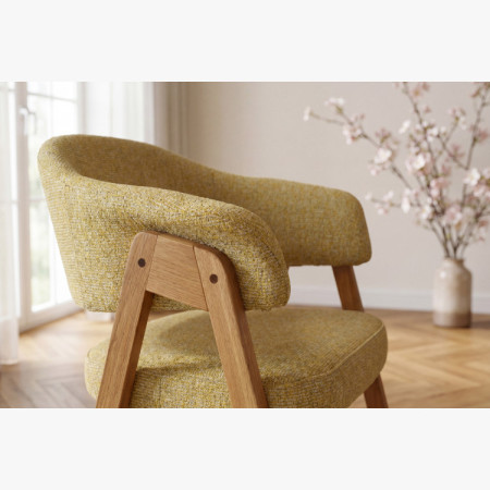 Tölgyfa szék karfával, sárga