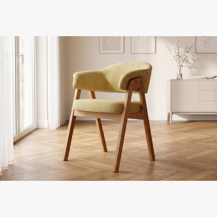 Tölgyfa szék karfával, sárga