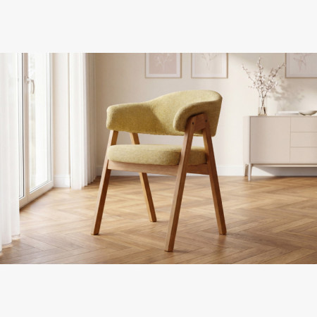 Tölgyfa szék karfával, sárga