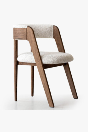 Luxusos tölgyfa fotel dió színben, krém szövet