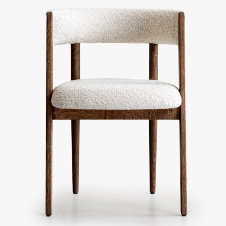 Luxusos tölgyfa fotel dió színben, krém szövet