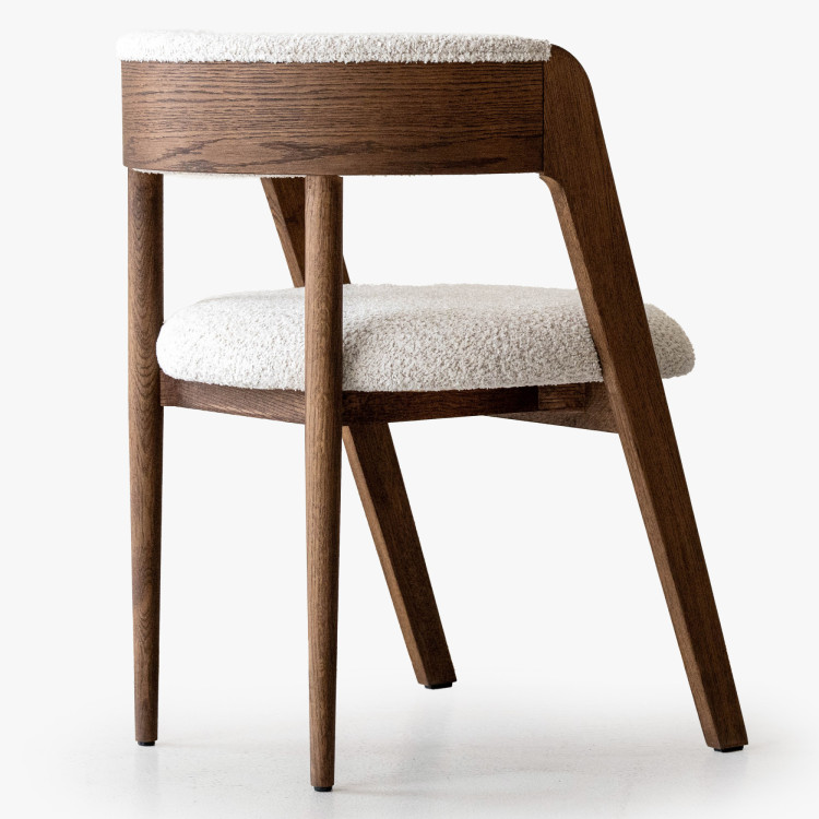 Luxusos tölgyfa fotel dió színben, krém szövet