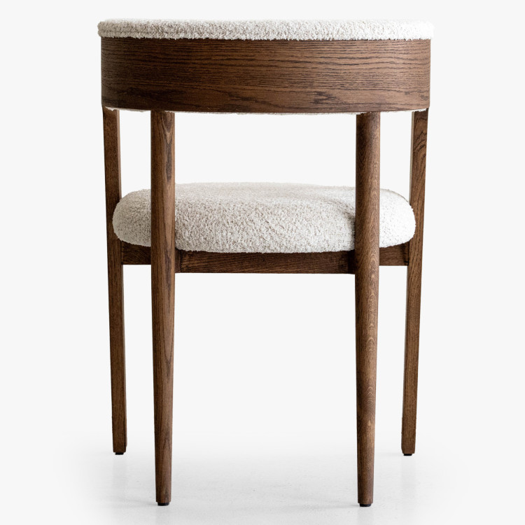 Luxusos tölgyfa fotel dió színben, krém szövet