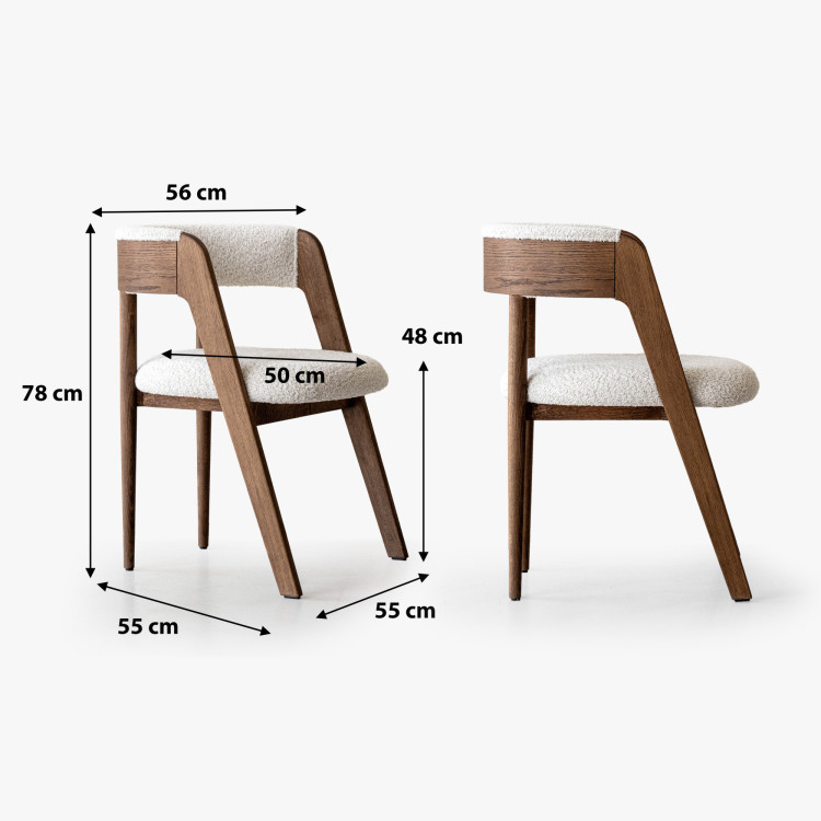 Luxusos tölgyfa fotel dió színben, krém szövet