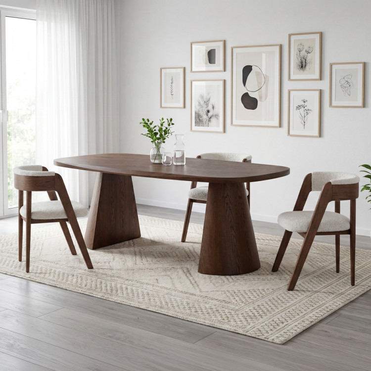 Luxusos tölgyfa fotel dió színben, krém szövet