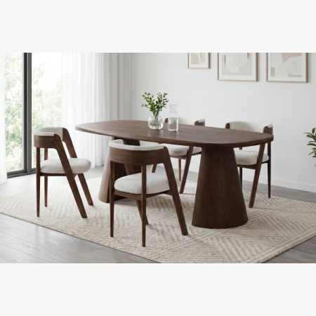 Luxusos tölgyfa fotel dió színben, krém szövet