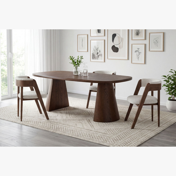 Luxusos tölgyfa fotel dió színben, krém szövet