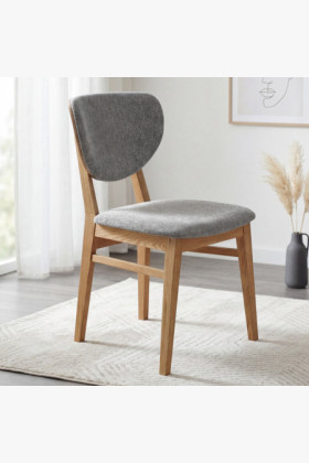 Tölgy étkezőszék kárpitozott ülőrésszel - szürke easy clean szövet