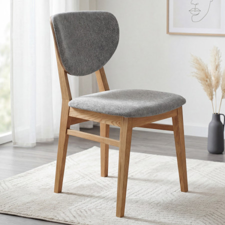 Tölgy étkezőszék kárpitozott ülőrésszel - szürke easy clean szövet