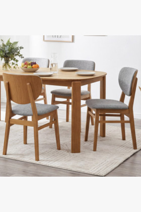 Tölgy étkezőszék kárpitozott ülőrésszel - szürke easy clean szövet 2