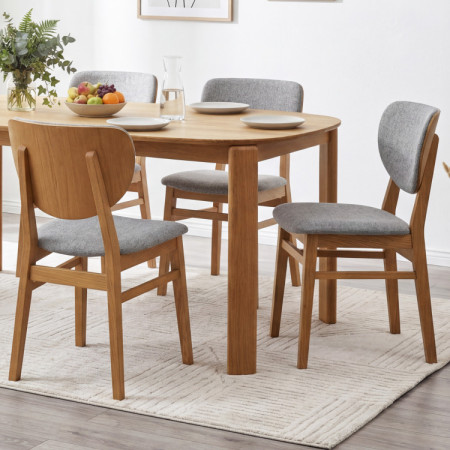 Tölgy étkezőszék kárpitozott ülőrésszel - szürke easy clean szövet