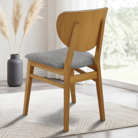 Tölgy étkezőszék kárpitozott ülőrésszel - szürke easy clean szövet