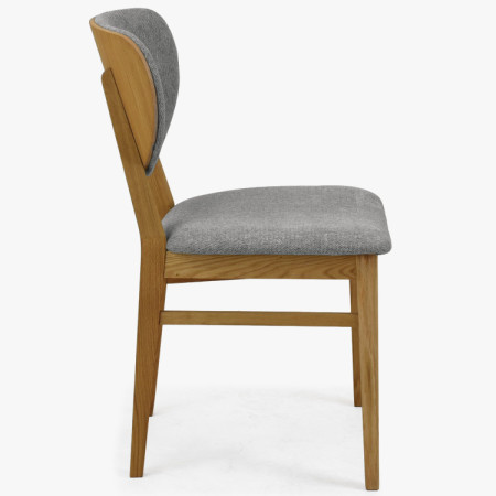 Tölgy étkezőszék kárpitozott ülőrésszel - szürke easy clean szövet