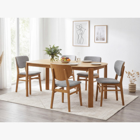 Tölgy étkezőszék kárpitozott ülőrésszel - szürke easy clean szövet