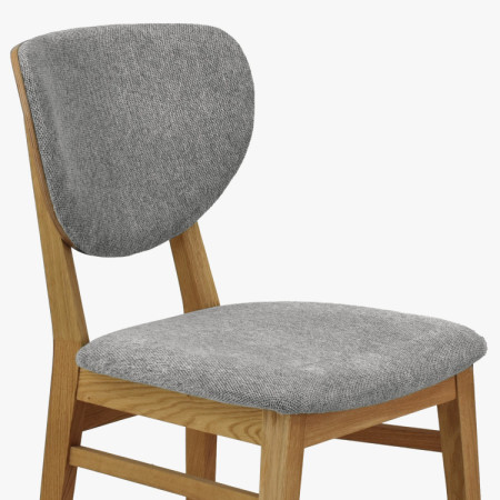 Tölgy étkezőszék kárpitozott ülőrésszel - szürke easy clean szövet