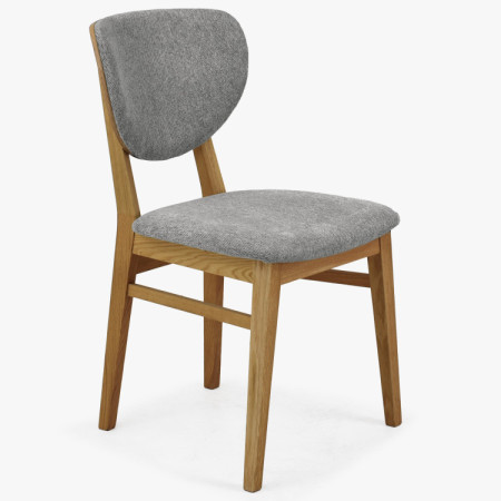 Tölgy étkezőszék kárpitozott ülőrésszel - szürke easy clean szövet