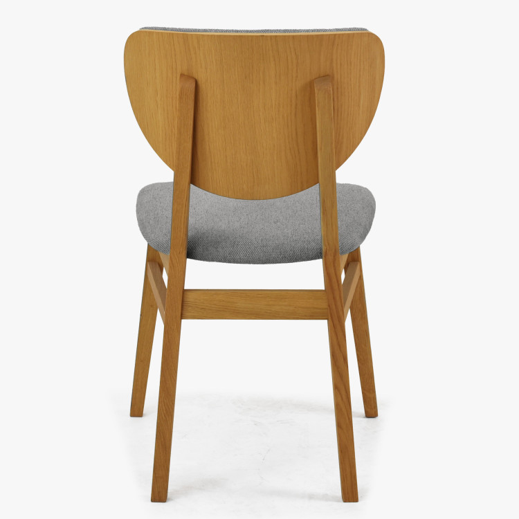 Tölgy étkezőszék kárpitozott ülőrésszel - szürke easy clean szövet