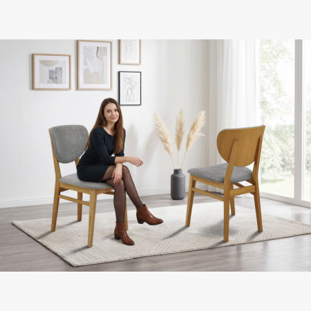 Tölgy étkezőszék kárpitozott ülőrésszel - szürke easy clean szövet