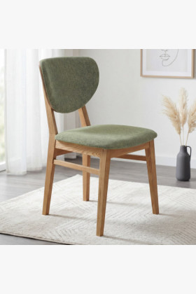 Tölgy étkezőszék kárpitozott ülőfelülettel - zöld easy clean szövet