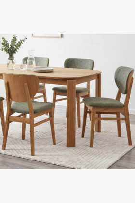 Tölgy étkezőszék kárpitozott ülőfelülettel - zöld easy clean szövet 2