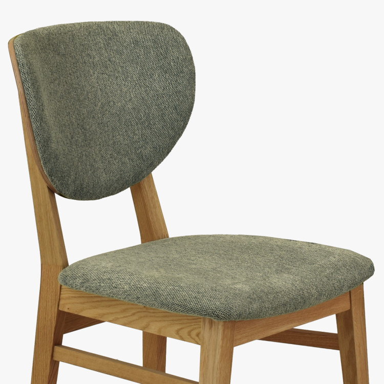 Tölgy étkezőszék kárpitozott ülőfelülettel - zöld easy clean szövet