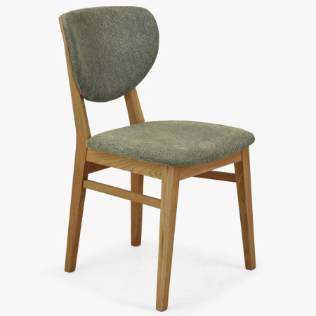Tölgy étkezőszék kárpitozott ülőfelülettel - zöld easy clean szövet