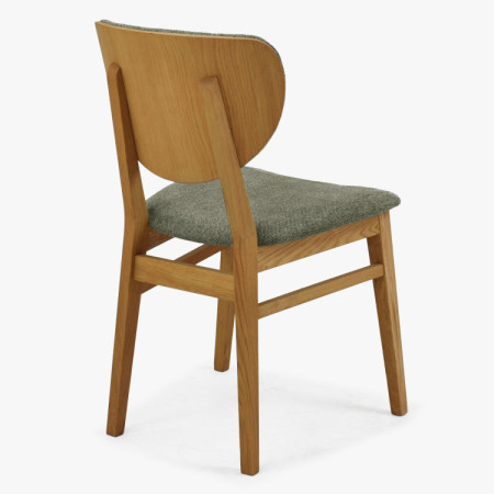 Tölgy étkezőszék kárpitozott ülőfelülettel - zöld easy clean szövet