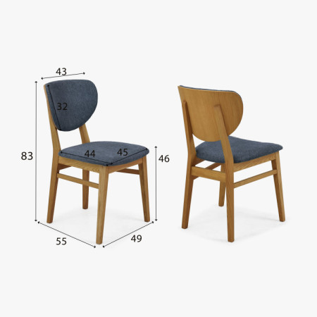 Tölgy étkezőszék kárpitozott ülőrésszel - antracit easy clean szövet