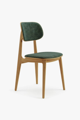 Kárpitozott étkezőszék Vard tömör tölgyből – zöld szövet