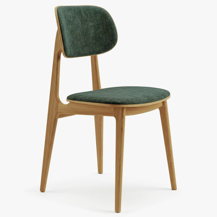 Kárpitozott étkezőszék Vard tömör tölgyből – zöld szövet