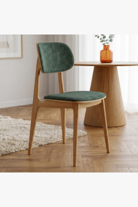 Kárpitozott étkezőszék Vard tömör tölgyből – zöld szövet 2