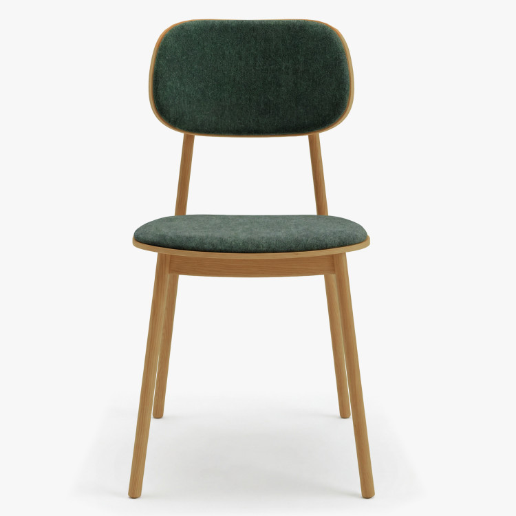 Kárpitozott étkezőszék Vard tömör tölgyből – zöld szövet