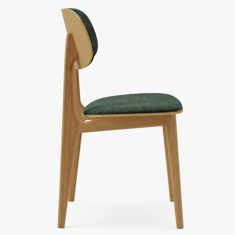 Kárpitozott étkezőszék Vard tömör tölgyből – zöld szövet