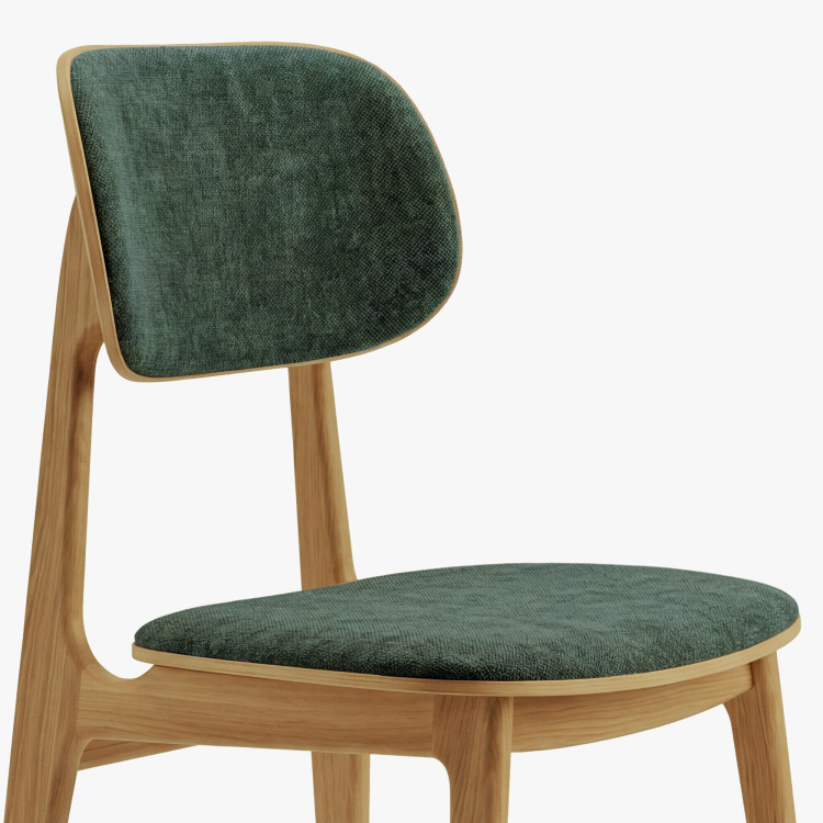 Kárpitozott étkezőszék Vard tömör tölgyből – zöld szövet