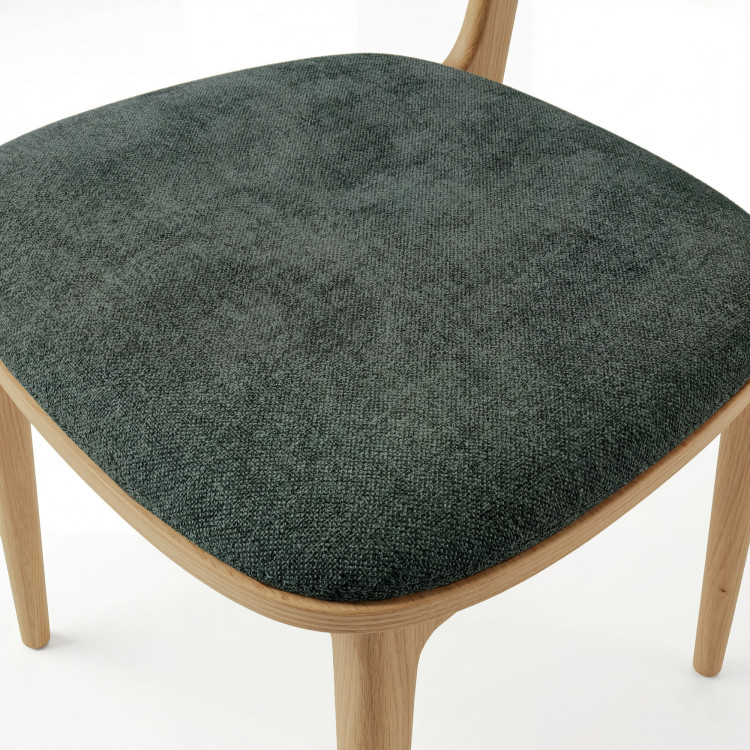Kárpitozott étkezőszék Vard tömör tölgyből – zöld szövet