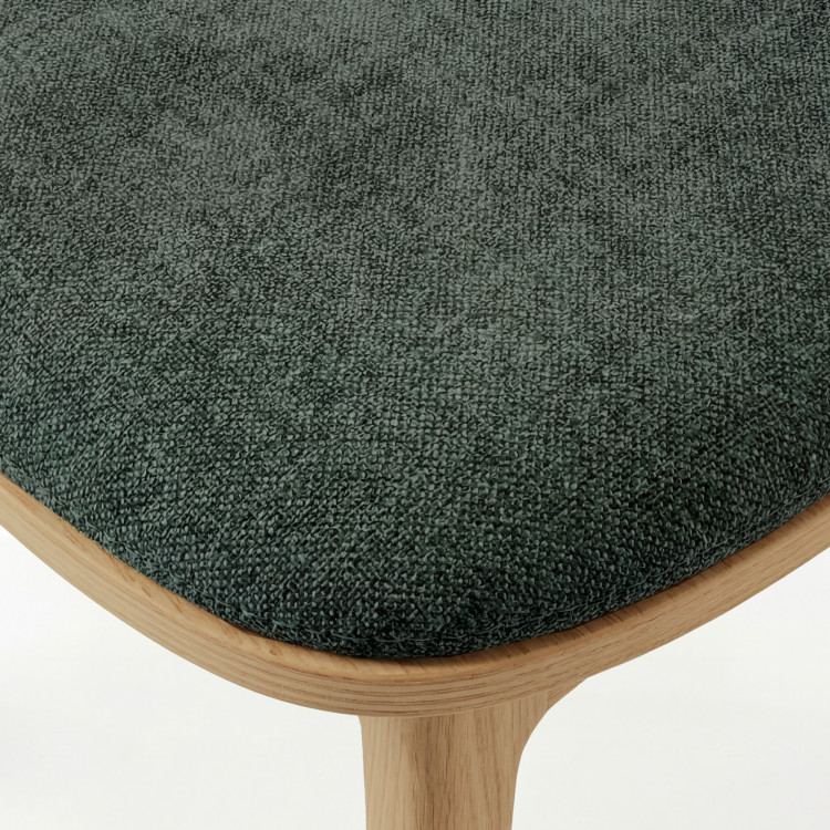 Kárpitozott étkezőszék Vard tömör tölgyből – zöld szövet