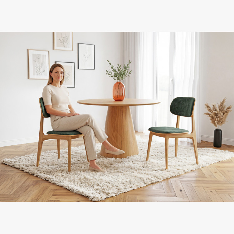 Kárpitozott étkezőszék Vard tömör tölgyből – zöld szövet