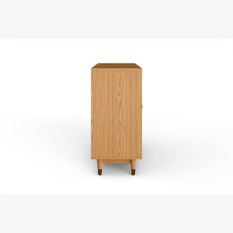 Tölgy komód ajtókkal 139 cm – luxus tömörfa komód halszálkamintás marással