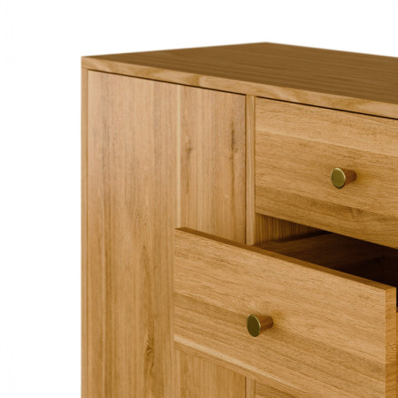 Tömör tölgy Jessica komód 190 cm halszálkamintás marással